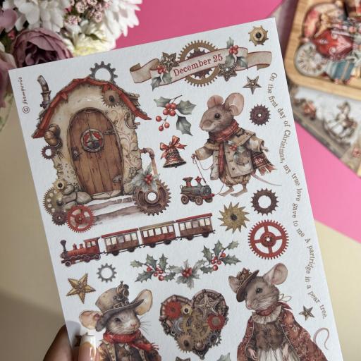 Washi Pad 8 Hojas Romantic Gear Up For Christmas Stamperia [2]