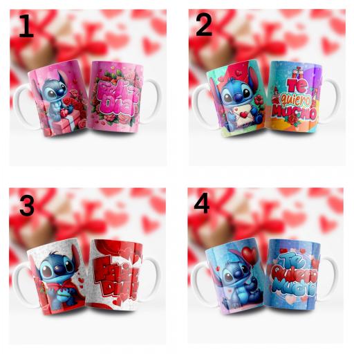 Taza Stitch Feliz Enamorados Varios Modelos 