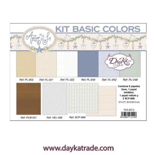 Kit De Papeles Basic Colors Colección Amor Y Fé Azules Dayka Trade