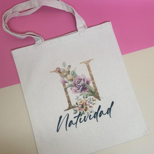 Tote  Bag Inicial Con Nombre Personalizada