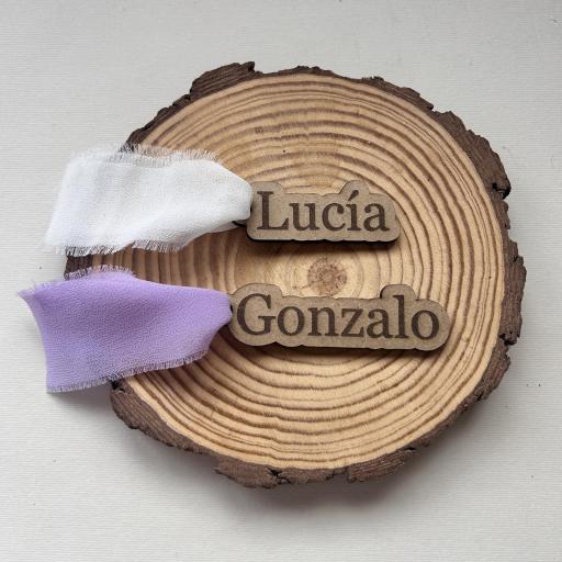 Marcasitios personalizado En Madera Con Cinta Gasa Deshilachada El Rincon Scrap [0]