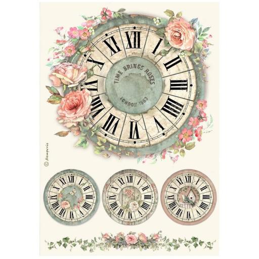 Papel De Arroz Reloj House Of Roses Stamperia