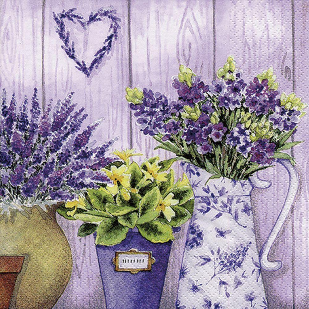 SERVILLETA LILAC FLOWERS WITH HEART TI FLAIR