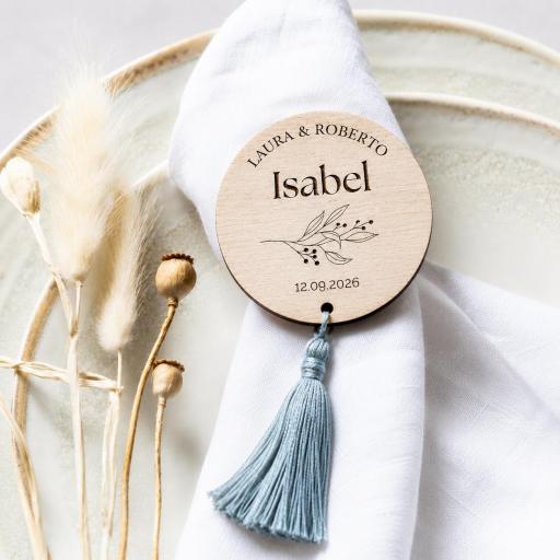 Marcasitios de Madera Personalizado para Bodas con Borla [1]