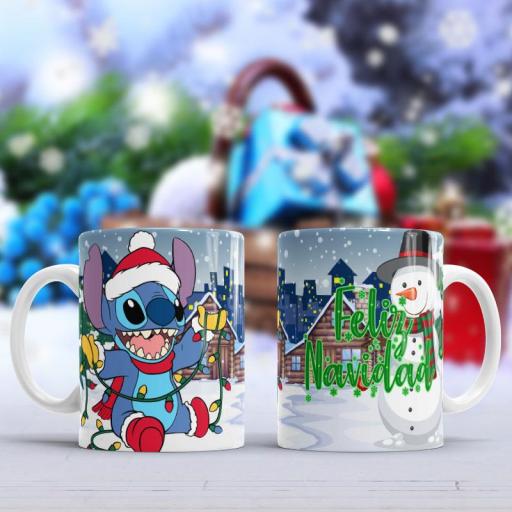 Taza Sublimada Stitch Feliz Navidad Varios Modelos