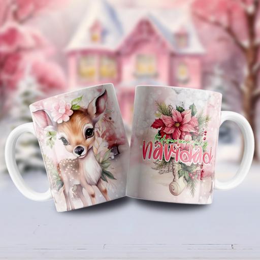 Taza Navidad Rosa Varios Modelos