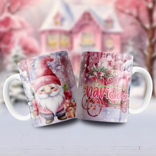 Taza Sublimada Navidad Rosa Varios Modelos