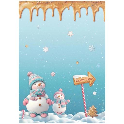Papel De Arroz Muñeco De Nieve Candy Christmas Stamperia [0]
