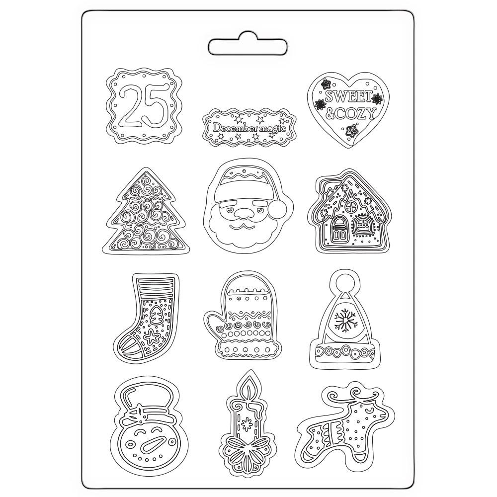 Molde Flexible Elementos Candy Christmas Stamperia