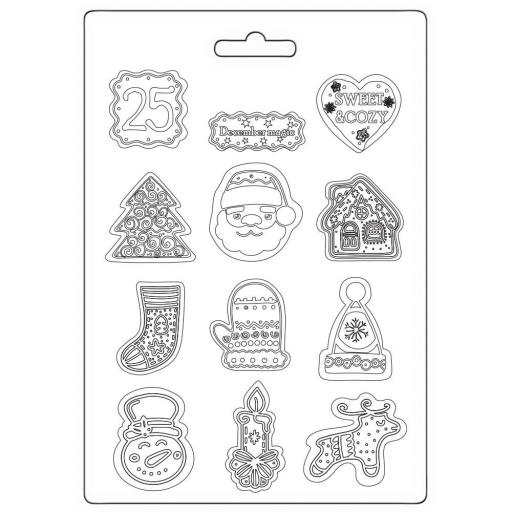Molde Flexible Elementos Candy Christmas Stamperia