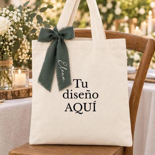 Tote Bag Boda Personalizada con Lazada y Nombre de Invitado [3]