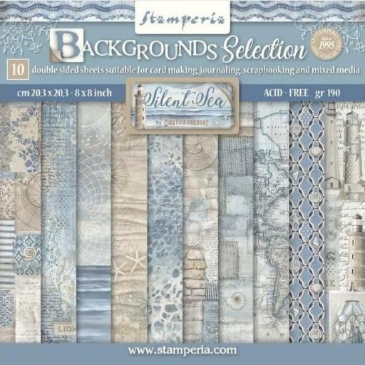 Set de Papeles Maxi Background Silent Sea Stamperia 
