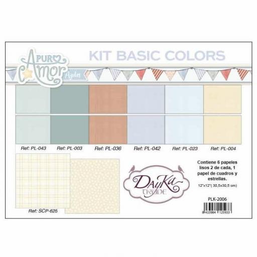 Kit De Papeles Basic Colors Colección Puro Amor Azules Dayka Trade