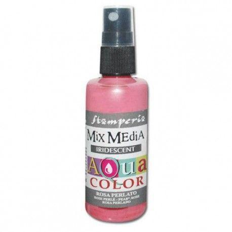 Aquacolor Spray Rosa Perlado Iridiscente Stamperia
