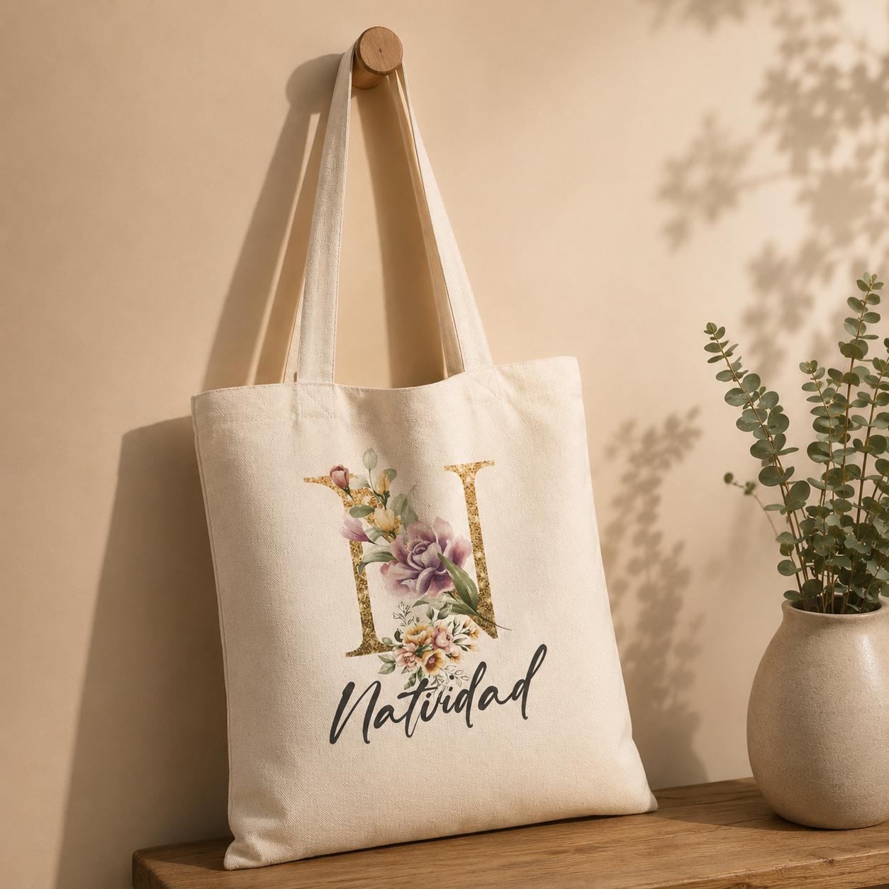 Tote Bag Inicial Con Nombre Personalizada