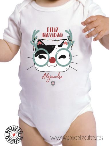 Body Bebé Gatito Navidad Personalizado [1]