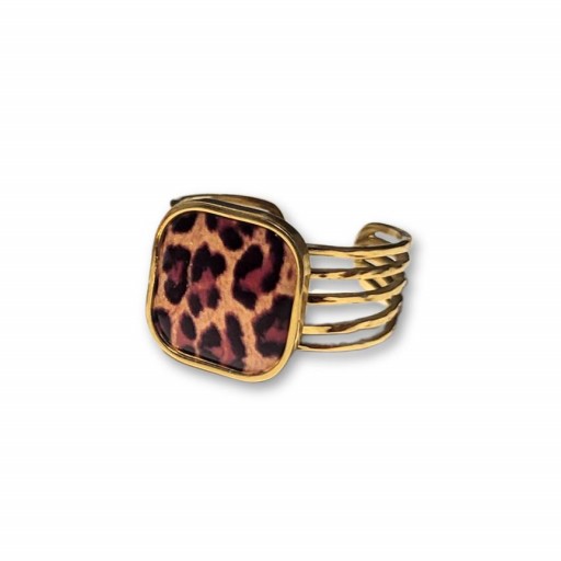 Anillo Leopard Cuadrado