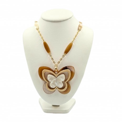 Collar Largo Mariposa Marrón