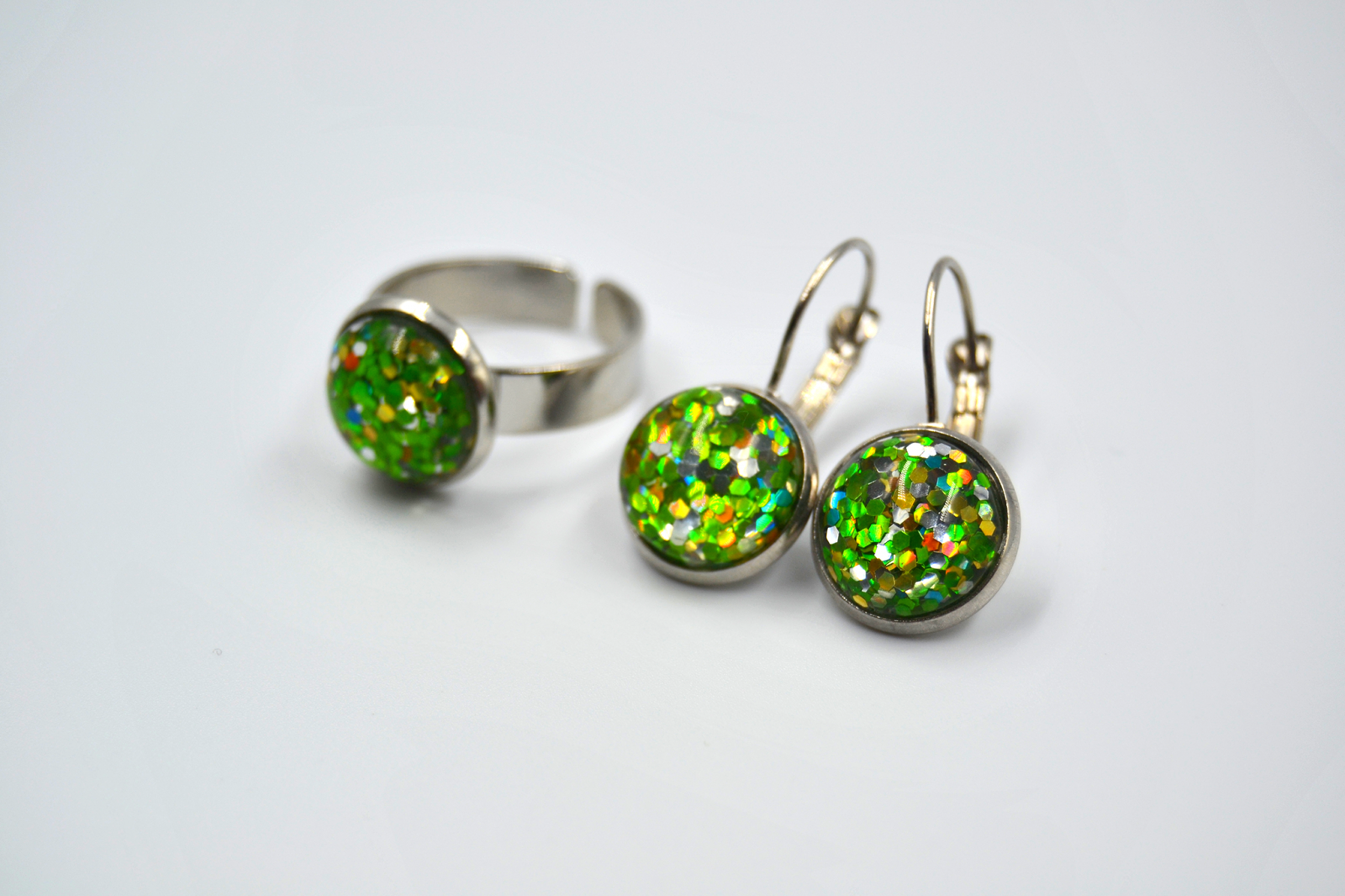 Anillo y Pendientes Party Verde