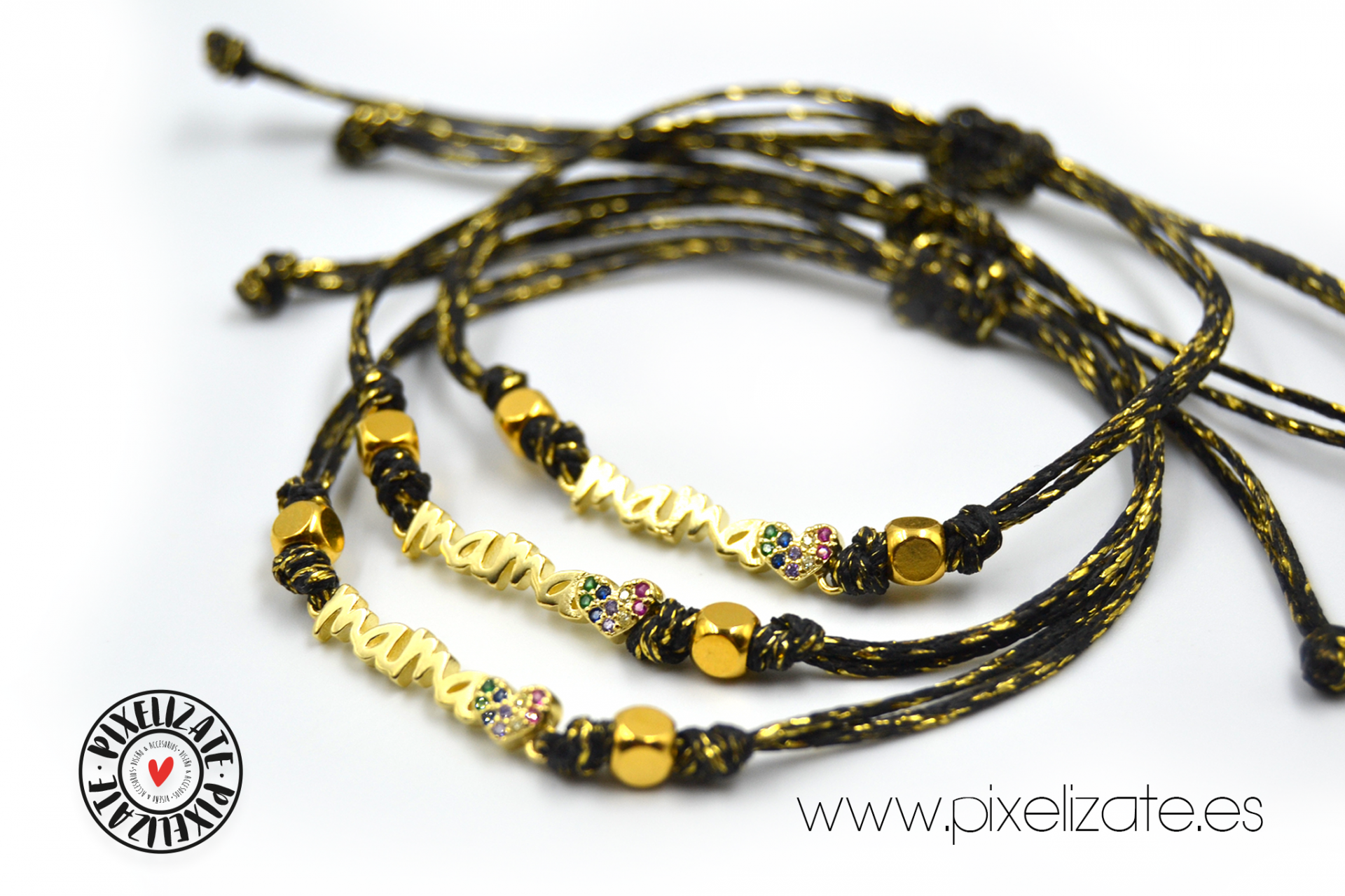 Pulsera MAMA Plata de Ley Baño Oro