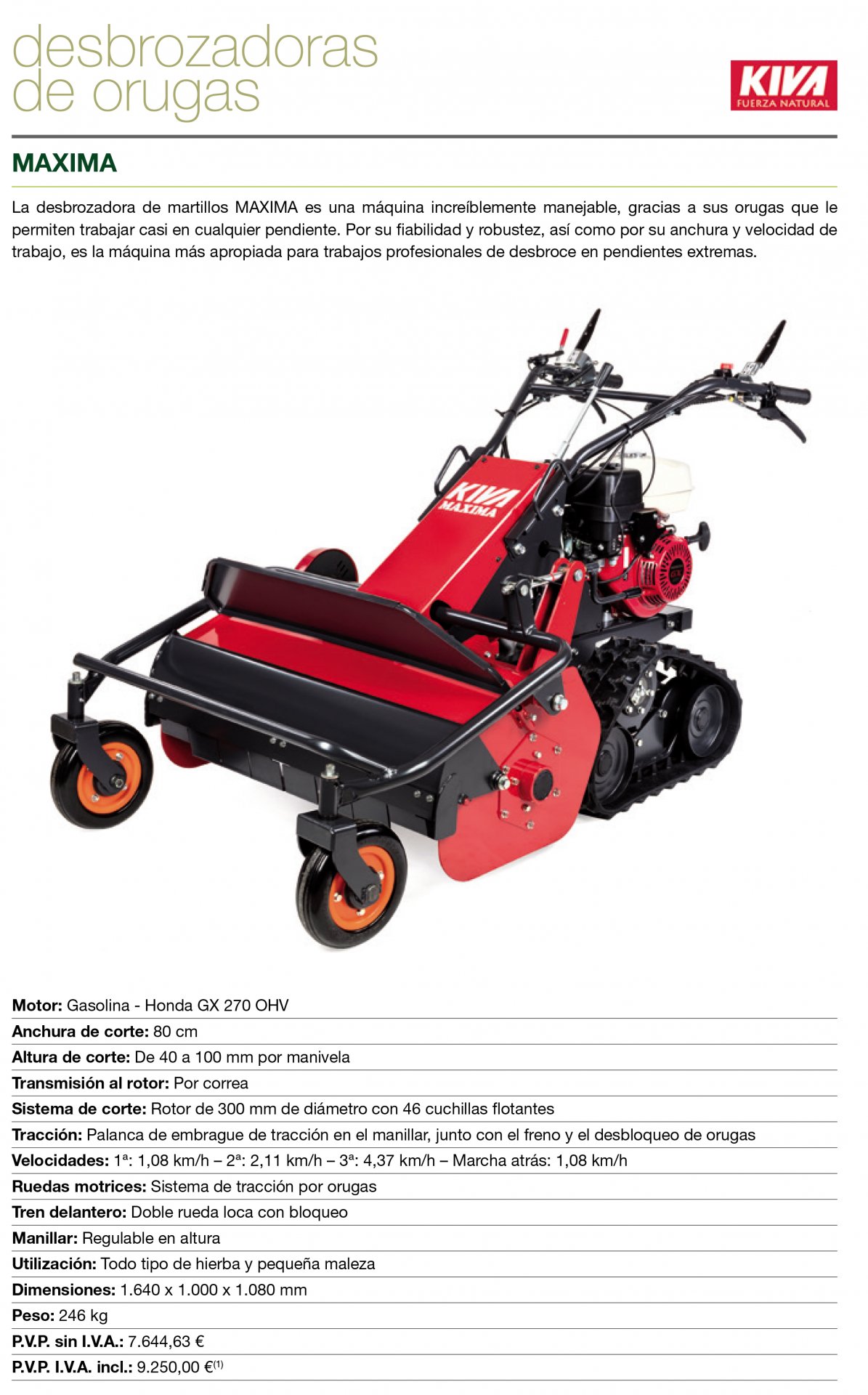 Desbrozadora de ruedas con martillos KIVA Maxima motor HONDA