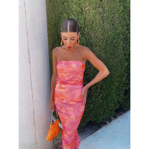 Vestido Tubo Tul Naranja [1]