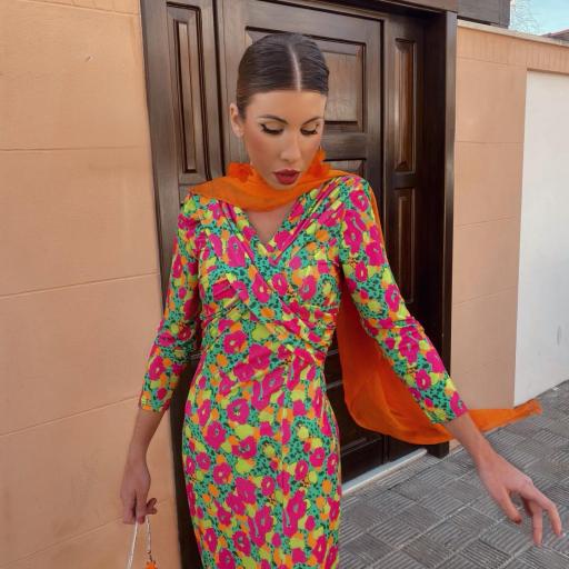 Vestido Merlo Verde/Fucsia [2]