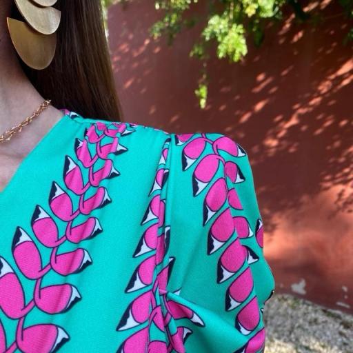 Vestido Kimchi Aguamarina/Rosa [4]
