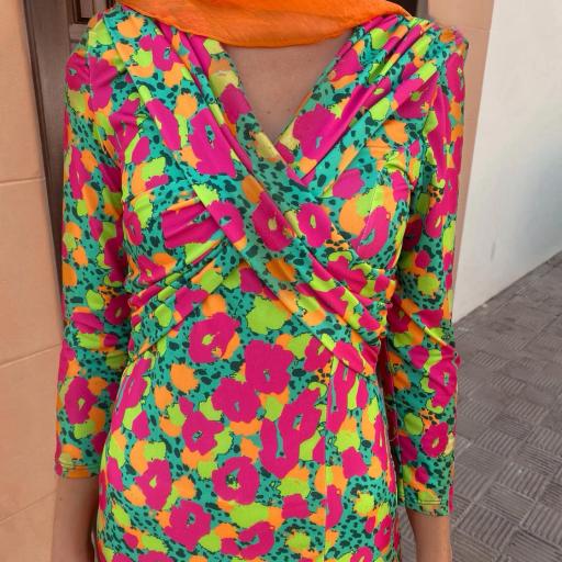 Vestido Merlo Verde/Fucsia [3]