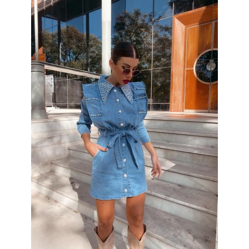 Vestido Denim Perlas Azul [1]