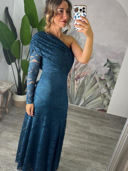 Vestido encaje petróleo 