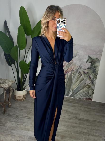 VESTIDO ANGY LARGO AZUL MARINO