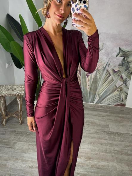 VESTIDO ANGY LARGO BURDEOS
