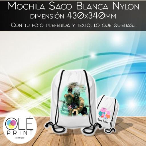 Mochila Saco Blanca Nylon