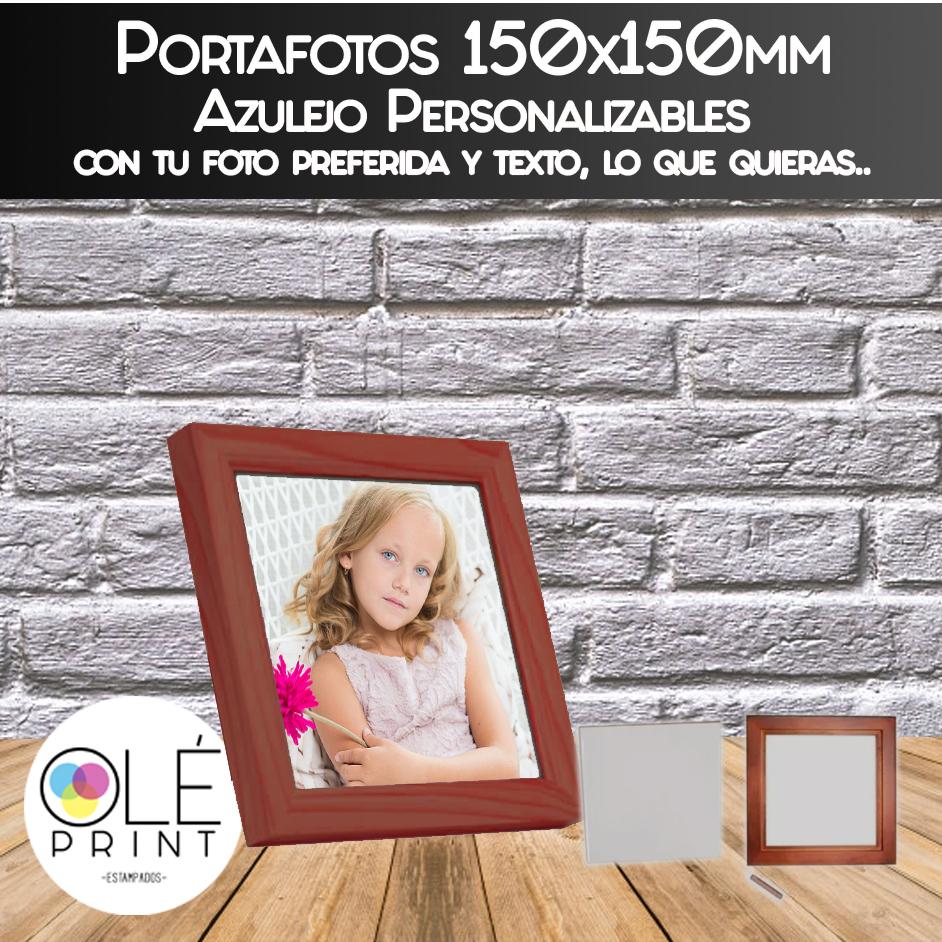 Portafoto Portaretrato Ceramica 15x15 con borde de madera