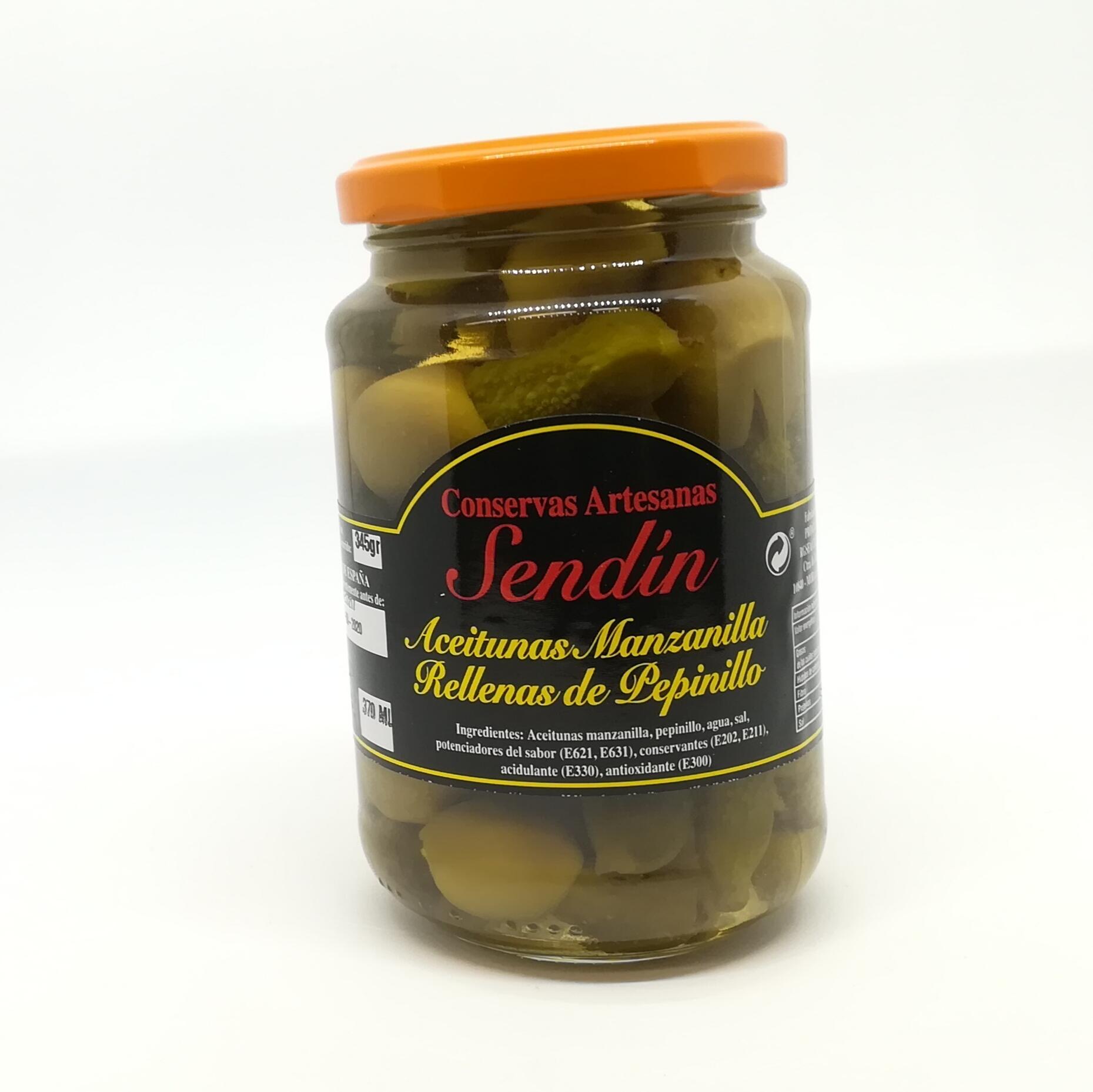 Aceitunas Manzanilla rellenas de pepinillo 370 ml.