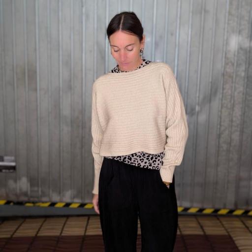 Jersey corto de canalé horizontal