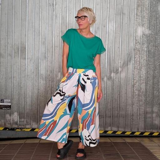 Pantalón culotte estampado multicolor [1]