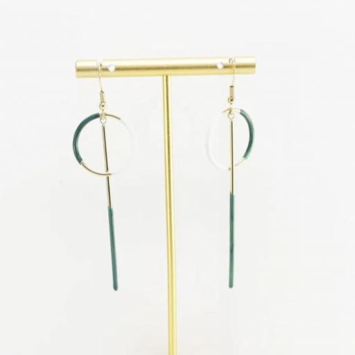 Pendientes aro con barra verde