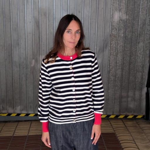 Chaqueta de punto de rayas bicolor [0]