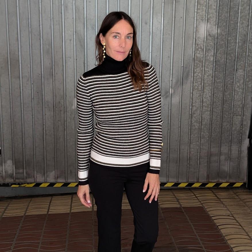 Jersey de rayas punto de cuello alto