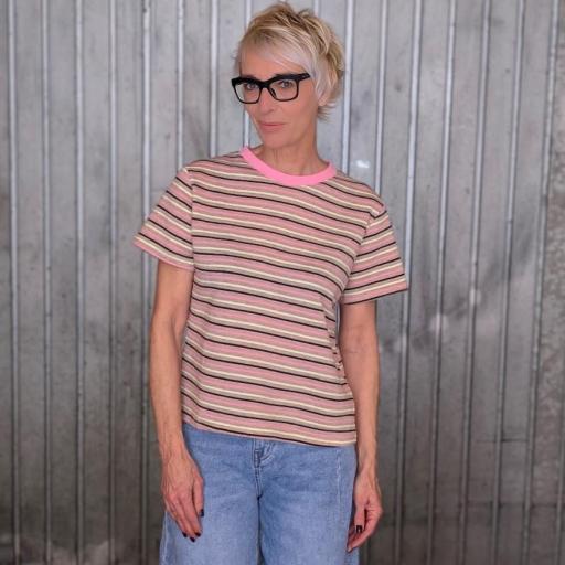 Camiseta de rayas multicolor
