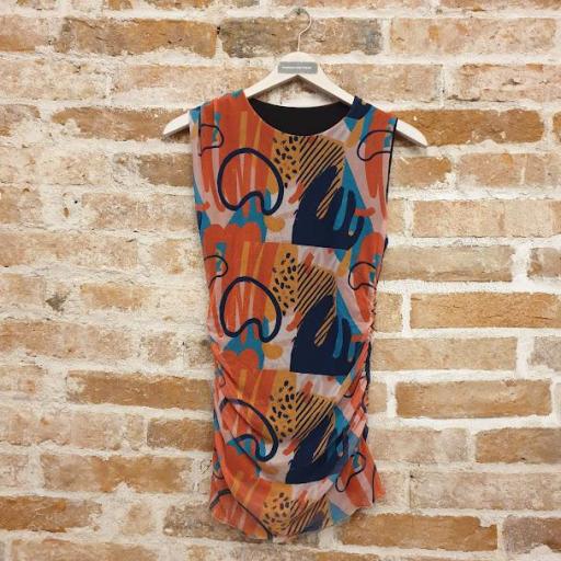 Top fruncido Long Beach de gasa estampada  [4]