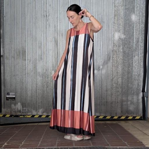 Vestido largo rayas multicolor