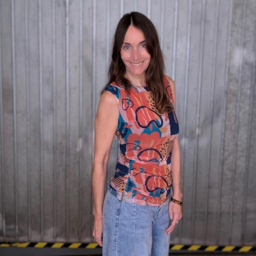 Top fruncido Long Beach de gasa estampada 