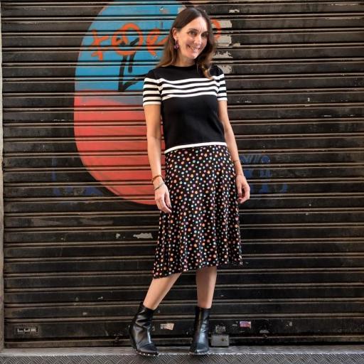 Falda midi Black Dots & Stars [1]