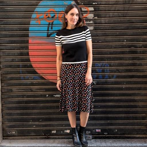 Falda midi Black Dots & Stars