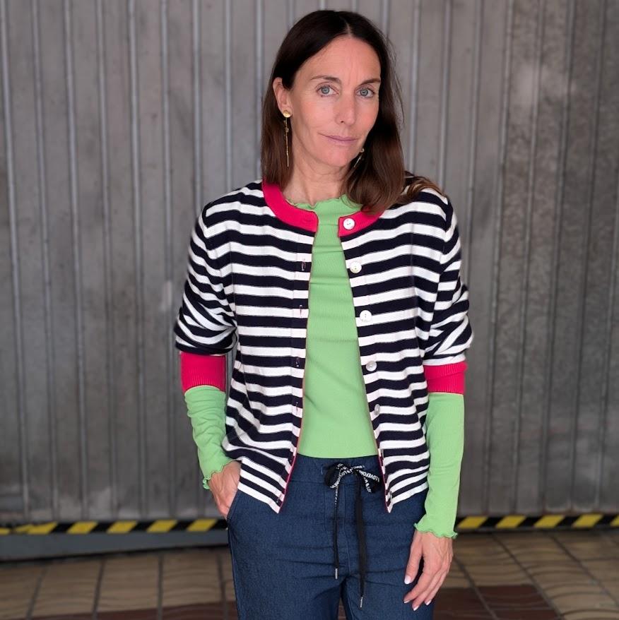 Chaqueta de punto de rayas bicolor