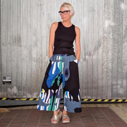 Pantalón culotte estampado black blue
