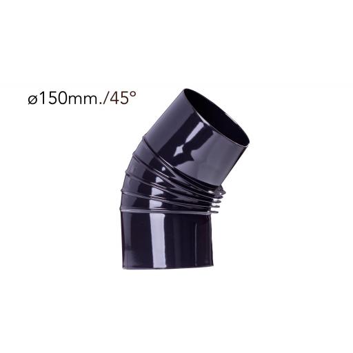 Codo vitrificado – 45° negro de 150mm. [0]